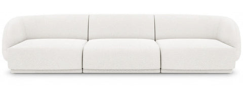 Emma - White Boucle 3 Seater Sofa, Modular Curved Sofa