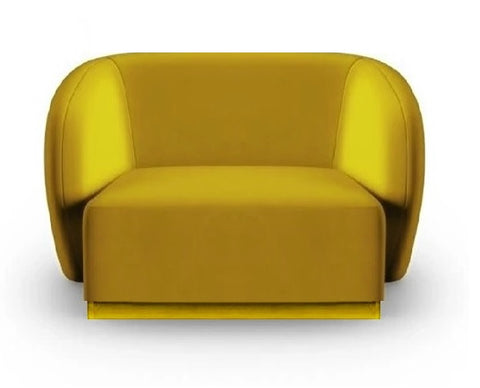 Emma - Yellow Velvet Armchair, Curved Accent Chair