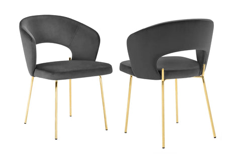 Enora - Charcoal Velvet Gold Leg Dining Chair, Set of 2