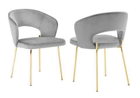 Enora - Grey Velvet Gold Leg Dining Chair, Set of 2