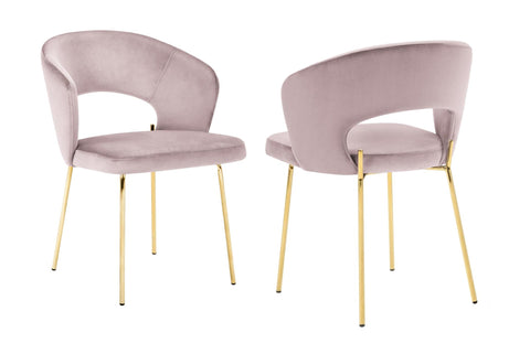 Enora - Pink Velvet Gold Leg Dining Chair, Set of 2