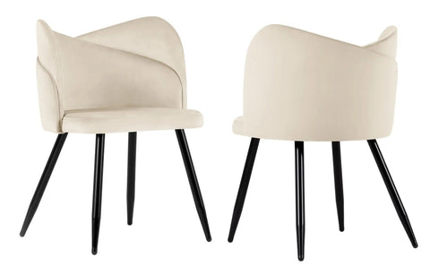 Fiori - Beige Velvet Dining Chair, Set of 2-Chair Set-Belle Fierté
