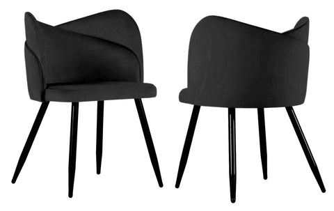 Fiori - Black Velvet Dining Chair, Set of 2-Chair Set-Belle Fierté