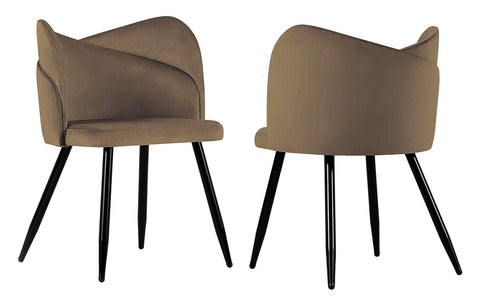 Fiori - Brown Velvet Dining Chair, Set of 2-Chair Set-Belle Fierté