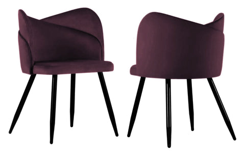 Fiori - Burgundy Velvet Dining Chair, Set of 2-Chair Set-Belle Fierté