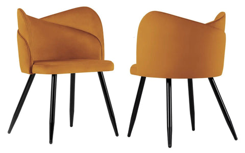 Fiori - Burnt Orange Velvet Dining Chair, Set of 2-Chair Set-Belle Fierté
