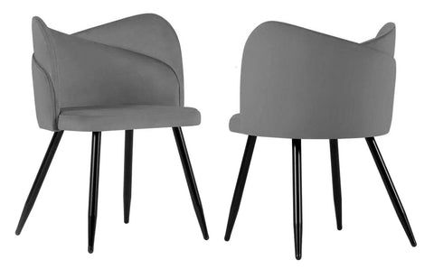 Fiori - Charcoal Velvet Dining Chair, Set of 2-Chair Set-Belle Fierté