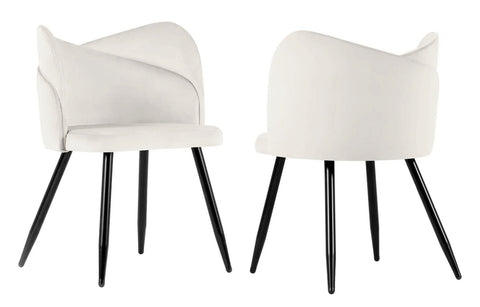 Fiori - Cream Velvet Dining Chair, Set of 2-Chair Set-Belle Fierté