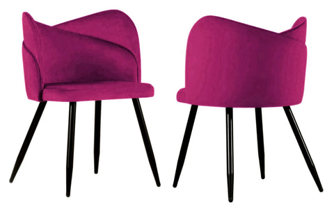 Fiori - Fuchsia Pink Velvet Dining Chair, Set of 2-Chair Set-Belle Fierté