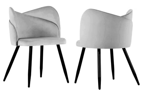 Fiori - Grey Velvet Dining Chair, Set of 2-Chair Set-Belle Fierté