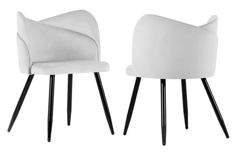 Fiori - Light Grey Velvet Dining Chair, Set of 2-Chair Set-Belle Fierté
