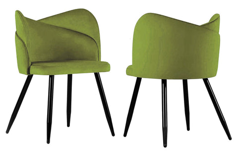 Fiori - Lime Green Velvet Dining Chair, Set of 2-Chair Set-Belle Fierté