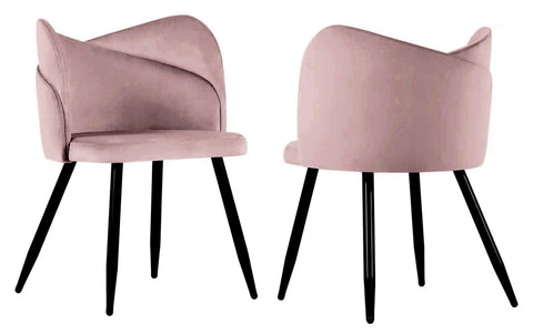 Fiori - Pink Velvet Dining Chair, Set of 2-Chair Set-Belle Fierté