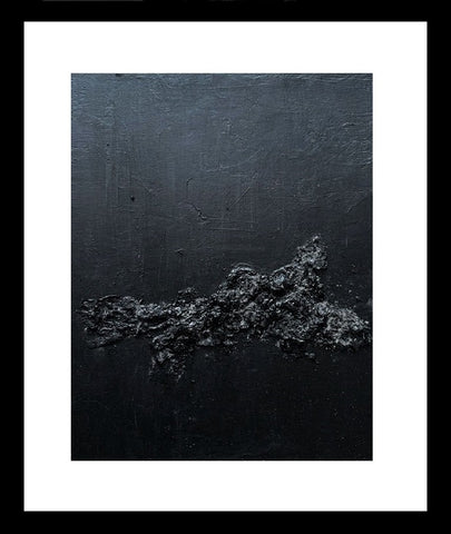 Framed Black Textured Wall Art, Minimalist Abstract Painting