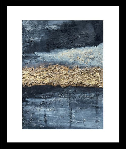 Framed Gold Leaf Textured Wall Art, Original Abstract Painting