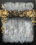 Gold Leaf Textured Wall Art, Original Minimalist Abstract Painting On Canvas
