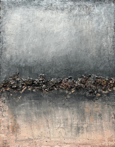 Grey and Pink Textured Wall Art, Original Minimalist Abstract Painting On Canvas