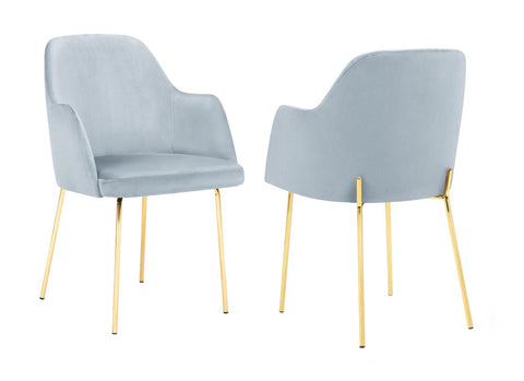 Hugo - Blue Velvet Gold Leg Dining Chair, Set of 2