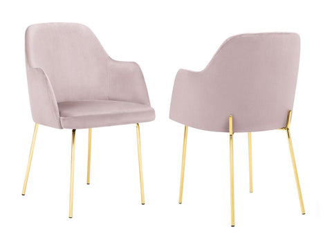 Hugo - Pink Velvet Gold Leg Dining Chair, Set of 2