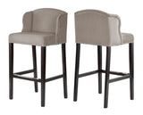 Lydia - Taupe Bar Stool, Wing Bar Chair, Set of 2