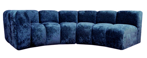 Lunar - Navy Blue Curved Sectional Sofa