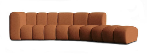 Lunar - Burnt Orange Bouclé Curved Sectional Sofa
