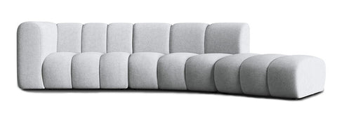 Lunar - Light Grey Bouclé Curved Sectional Sofa