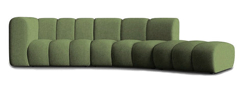 Lunar - Olive Green Bouclé Curved Sectional Sofa