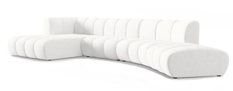 Lunar - White Boucle 7 Seater Left Corner Sectional Sofa