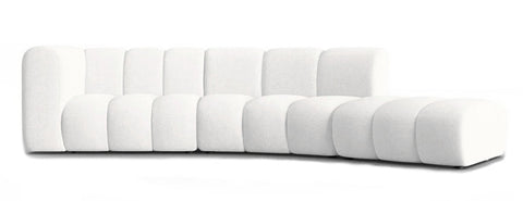 Lunar - White Bouclé Curved Sectional Sofa