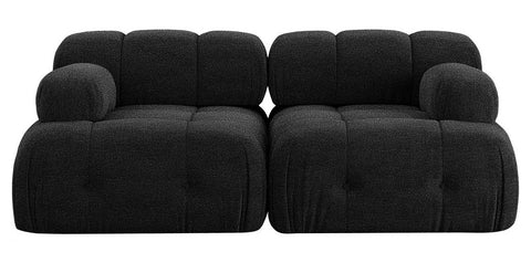 Palmer - 2-Seater Black Boucle Modular Sofa, Bouble Sectional