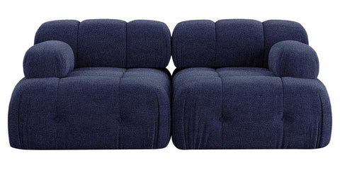 Palmer - 2-Seater Navy Blue Boucle Modular Sofa, Bouble Sectional