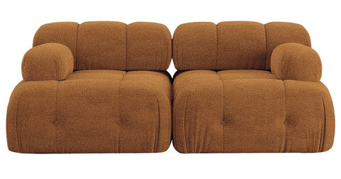 Palmer - 2-Seater Orange Boucle Modular Sofa, Bouble Sectional
