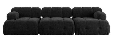 Palmer - 3-Seater Black Boucle Modular Sofa, Bouble Sectional