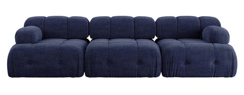 Palmer - 3-Seater Navy Blue Boucle Modular Sofa, Bouble Sectional