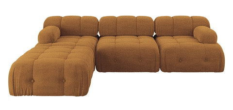 Palmer - Orange Boucle Modular Corner Sofa, Bouble Sectional