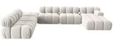 Tiffany - Beige Velvet 7-Seater Modular U-Shape Sofa, Bubble Sectional