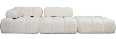 Tiffany - Left 3-Seater Modular Fabric Sofa, Bubble Sectional