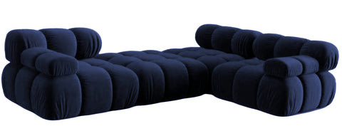 Tiffany - Navy Velvet 5-Seater Modular Corner Sofa, Bubble Sectional