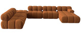 Tiffany - Orange Velvet 7-Seater Modular U-Shape Sofa, Bubble Sectional