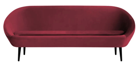 Violetta - Burgundy 3 Seater Retro Style Velvet Sofa