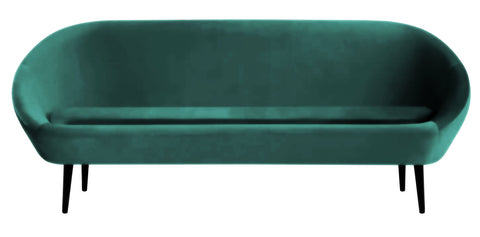 Violetta - Emerald Green 3 Seater Retro Style Velvet Sofa