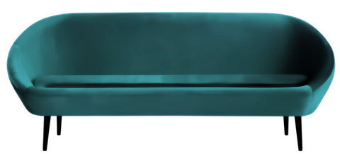 Violetta - Teal 3 Seater Retro Style Velvet Sofa
