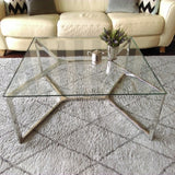 LAREDO - Luxury Glass Coffee Table, Chrome Base Glamour Coffee Table-Coffee table-Belle Fierté