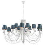 Delaine - 12 Satin Blue Shade White Finish XL Chandelier-Chandelier-Belle Fierté