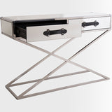 PANAMA- Luxury Mirror Glass Console Table, Chrome Base Glamour Console Table-Console table-Belle Fierté