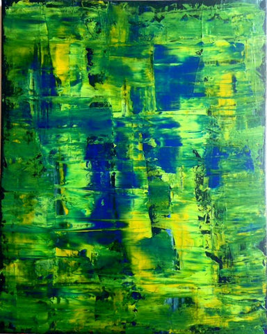 Handmade Acrylic Canvas Green Abstract Painting 40x50cm -"Green day"-Wall art-Belle Fierté