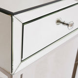 VIENNA- Luxury Mirror Glass Side Table, Chrome Base Glamour Bedside Table-Bedside table-Belle Fierté