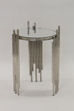 GERBER- Luxury Glass Side Table, Chrome Base Glamour Accent Table-Bedside table-Belle Fierté