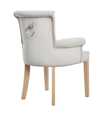 Philip - Velvet Knocker Ring Dining Chair, Shabby Chic Accent Chair-Chair-Belle Fierté